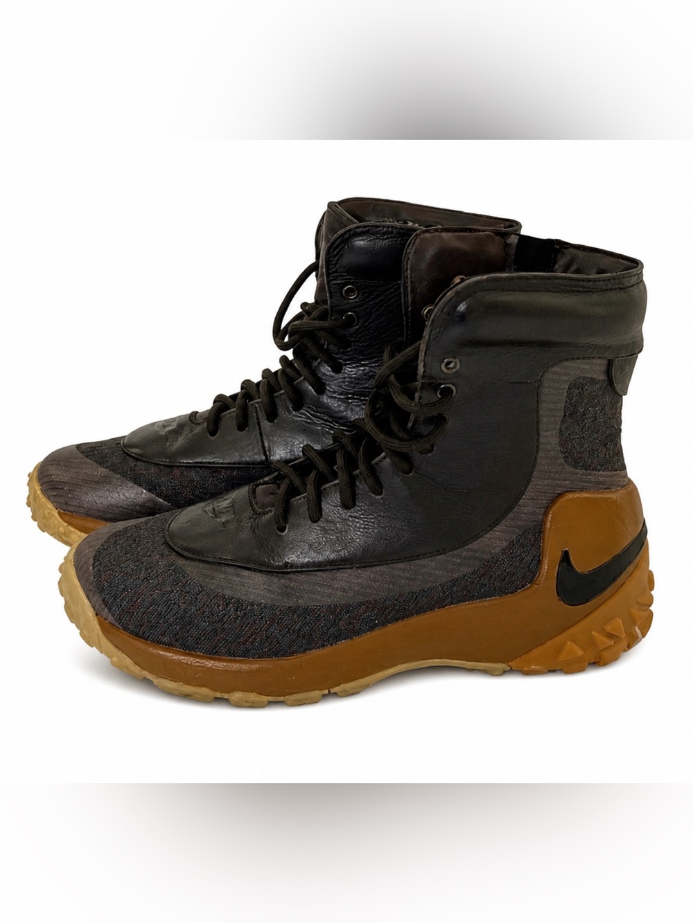 NIKE ZOOM KYNSI JACQUARD/FAUX LEATHER,WOMEN,BROWN/TAN WATERPROOF BOOTS.SIZE-7.5